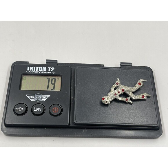 Antique Brooch Paste Stone Pin Art Nouveau Deco Figural Jester Rhinestones - Picture 4 of 4